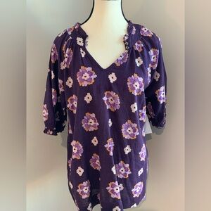 Sonoma Purple Floral puff sleeve Blouse